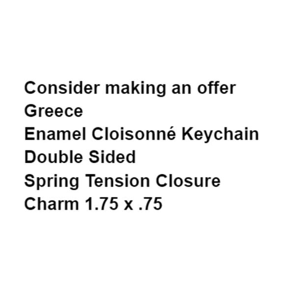 Greece Enamel Cloisonné Keychain Double Sided Spring Tension Closure Souvenir - Picture 3 of 5